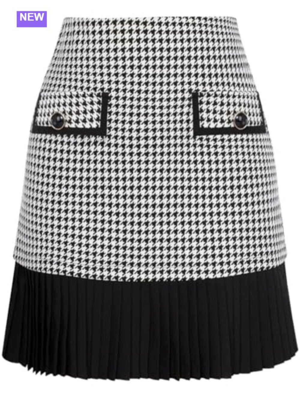 Plaid Mini Skirt High Waist Pleated A-Line Womens Polyester Blend